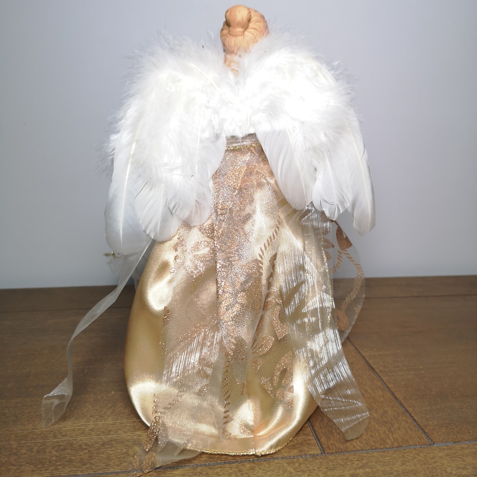 image 1 of 30cm Premier Christmas Tree Topper Angel Decoration with Feather Wings in Gold