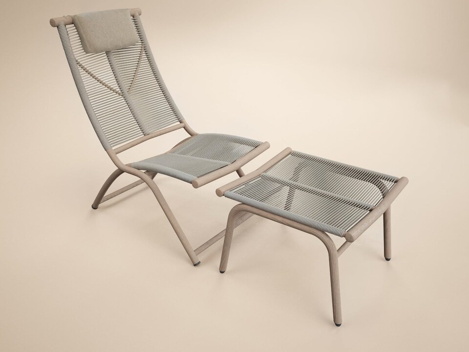 image 1 of SOLACE+CO Esen Garden Lounge Chair with Footstool Beige