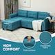 image 6 of HOMCOM Convertible Modular Sectional Sofa with Storage, Tufted 3 Seater Sofa Set, L Shaped Couch with Ottoman, Wood Frame for Living Room, Light Blue | Blue | One Size