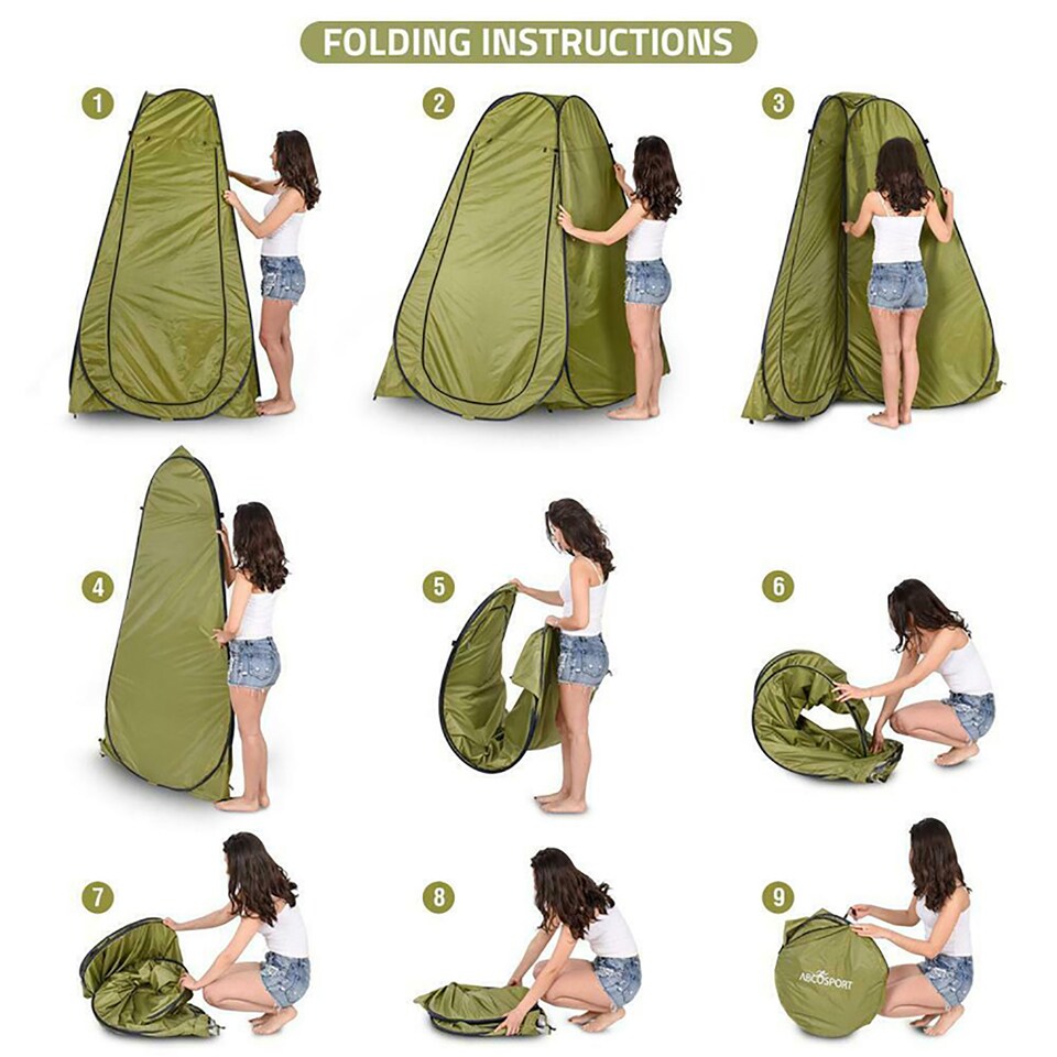 image 1 of Portable Pop Up Toilet Tent Instant Foldable Camping Privacy Shower Changing Tent - Green