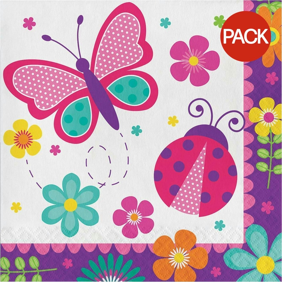Creative Party Bug Napkins (Pack of 16) - Multicoloured - One Size