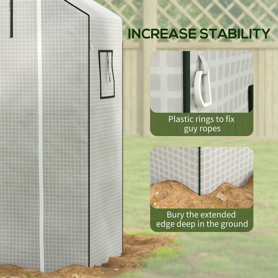 image 1 of Outsunny PE Greenhouse Cover Replacement with Door and Mesh Windows, Green