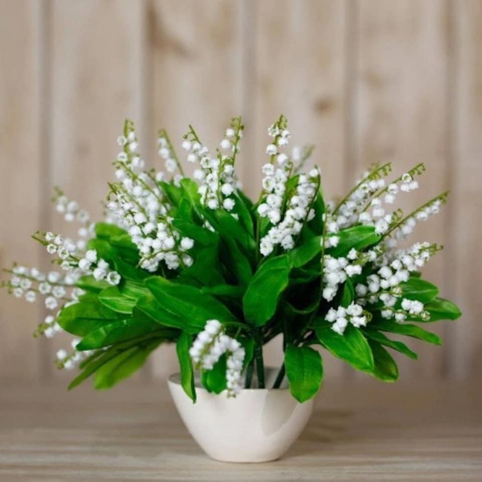 image 1 of Hill Interiors Lily Of The Valley Artificial Flower - White/Green - One Size