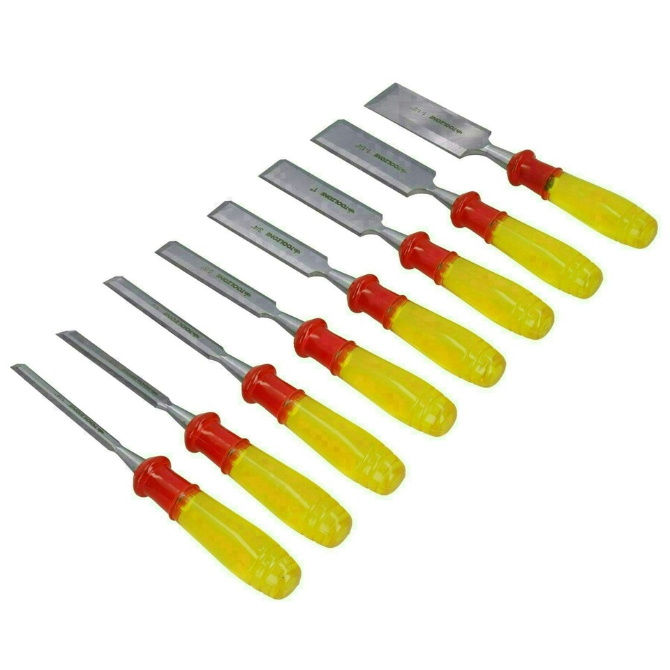 image 1 of 8pc Wood Chisels Woodworking Set 1/4" - 1-1/2" + 3pc Diamond Whetstones