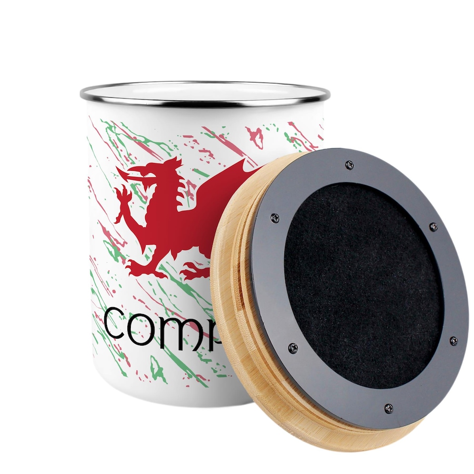 image 1 of Welsh Dragon Compost Caddy - Metal 2L Decorative Kitchen Food Waste Bin