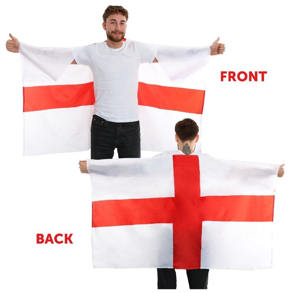 image 1 of Pack of 1 England Set - Flag Cape, Lion Hat & Tattoos | Red | One Size
