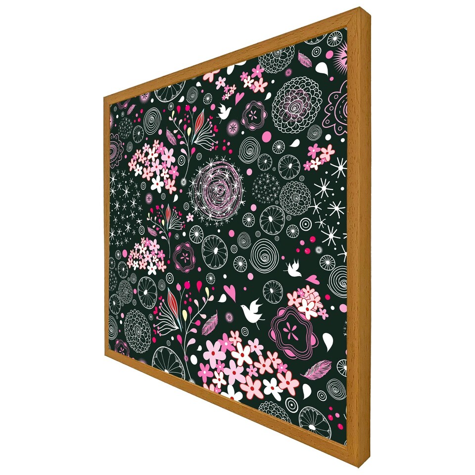 image 1 of Different flowers, shapes & birds (Picture Frame) Brown | M