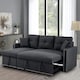 image 7 of Sofabed 3 Seater Reversible Sectional Sofa Sleeper Set with Storage Chaise, Built-in Cupholder, Decorative Rivets, Pull-out Bed, and Dark Grey Fabric Grey