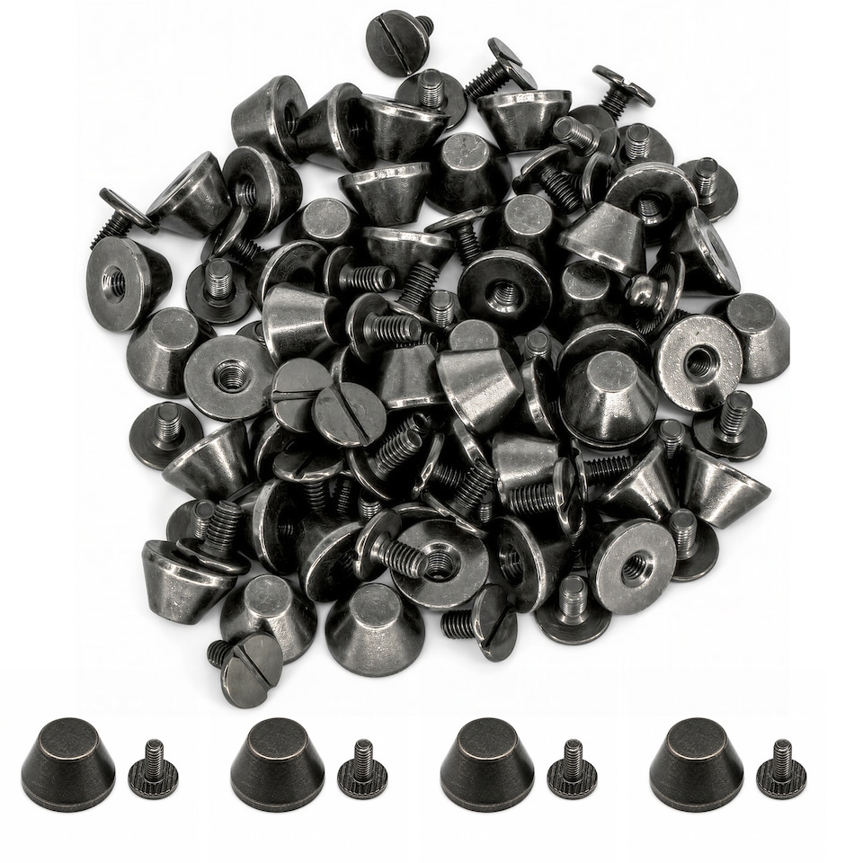 image 1 of 15mm x 7.5mm Mushroom Flat Head Studs Rivets for Leathercraft - 50pcs