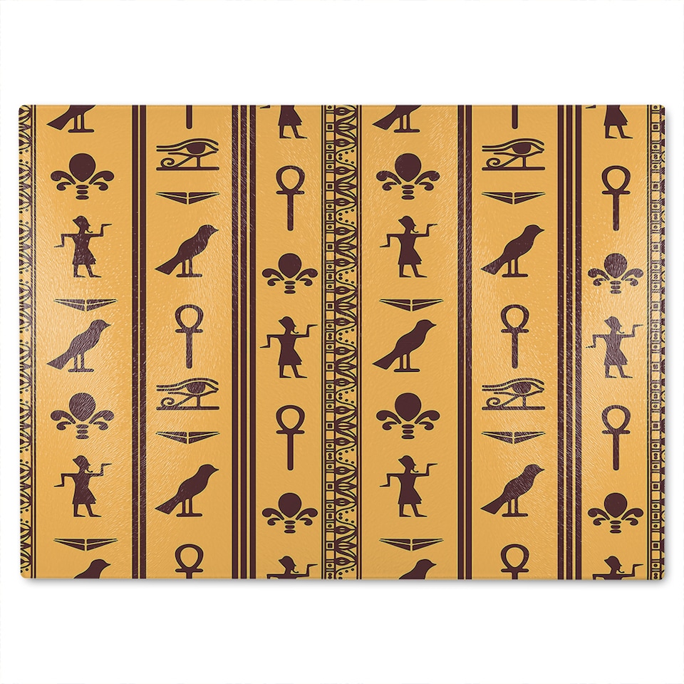 image 1 of Eye Of Horus Pharaoh Flowers Pyramid Bird Ankh Glass Chopping Board | Multi