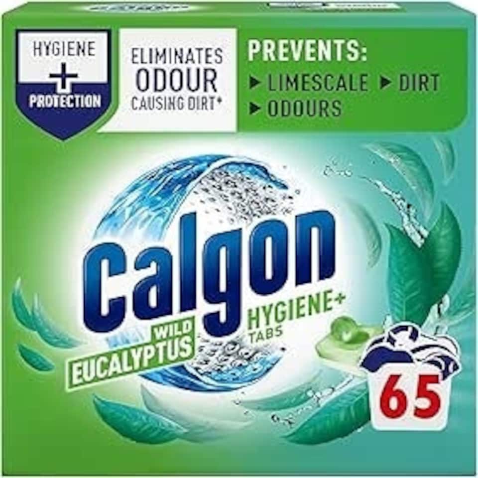 image 1 of Calgon Hygiene Plus Washing Machine Cleaner & Limescale Remover, Water Softener Tablets, Unscented, 65 Tablets, Pack of 1