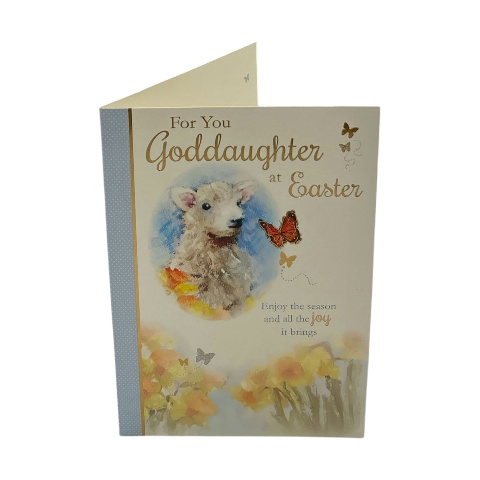image 1 of For You Goddaughter Cute Lamb Floral Design Easter Card