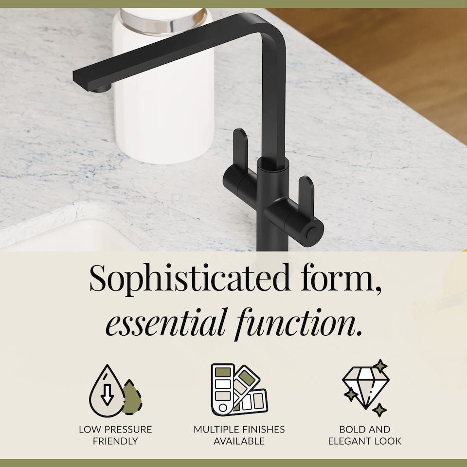 image 1 of Chara Kitchen Sink Mono Mixer Tap - Matt Black Dual Lever Handle | Black | Matt Black | 1