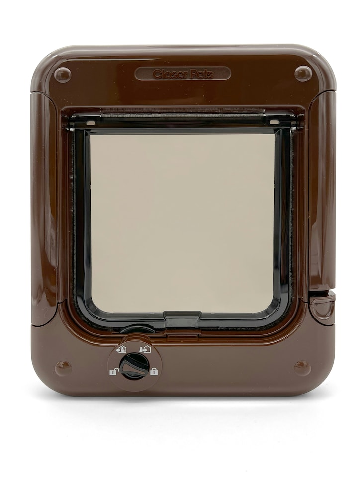 image 1 of Closer Pets Rotary 4-Way-Locking Cat Flap - Brown (CP358B)