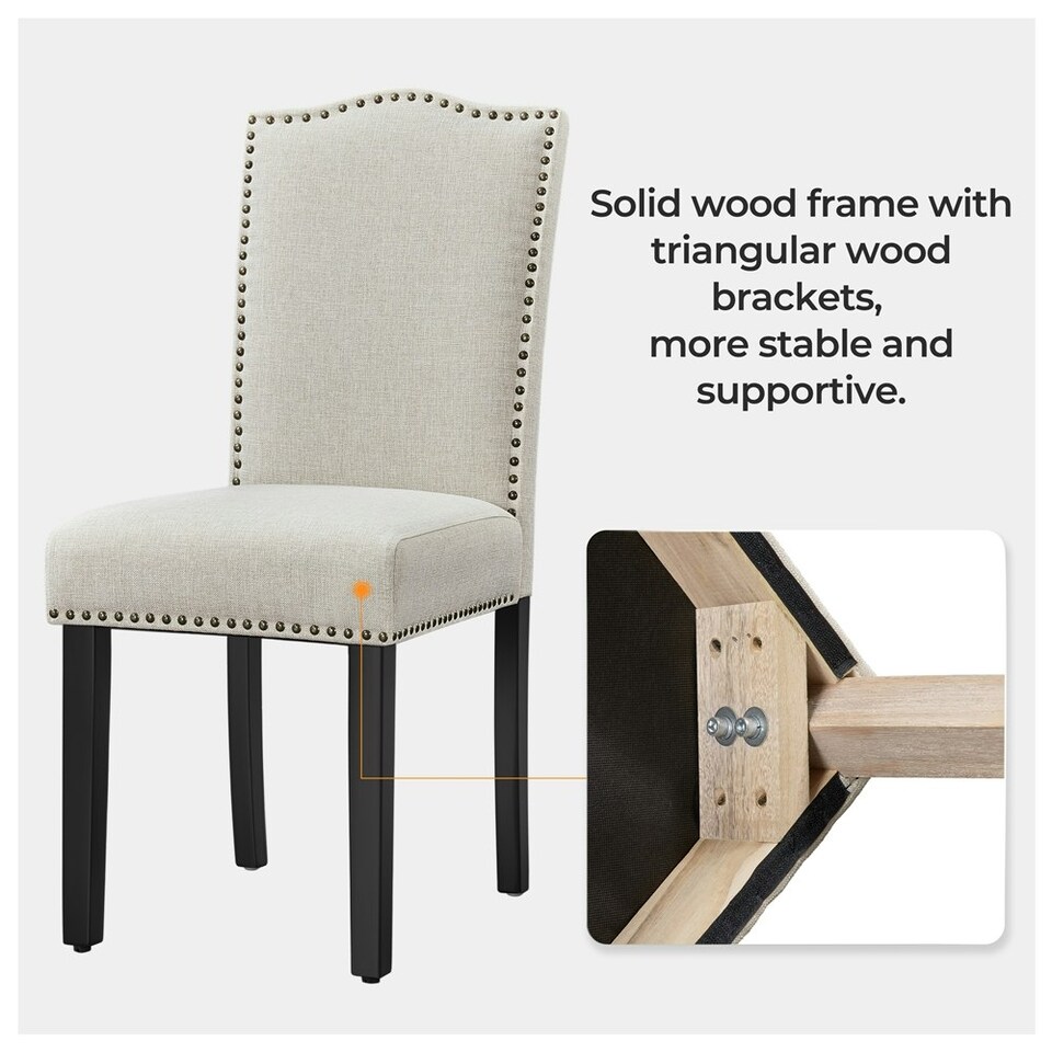 image 1 of Yaheetech Set of 2 Modern Fabric Upholstered Dining Chairs Cream