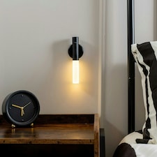ValueLights Oakley Pair of - Black Magnetic Wall Lights with Motion Sensor and USB Rechargeable