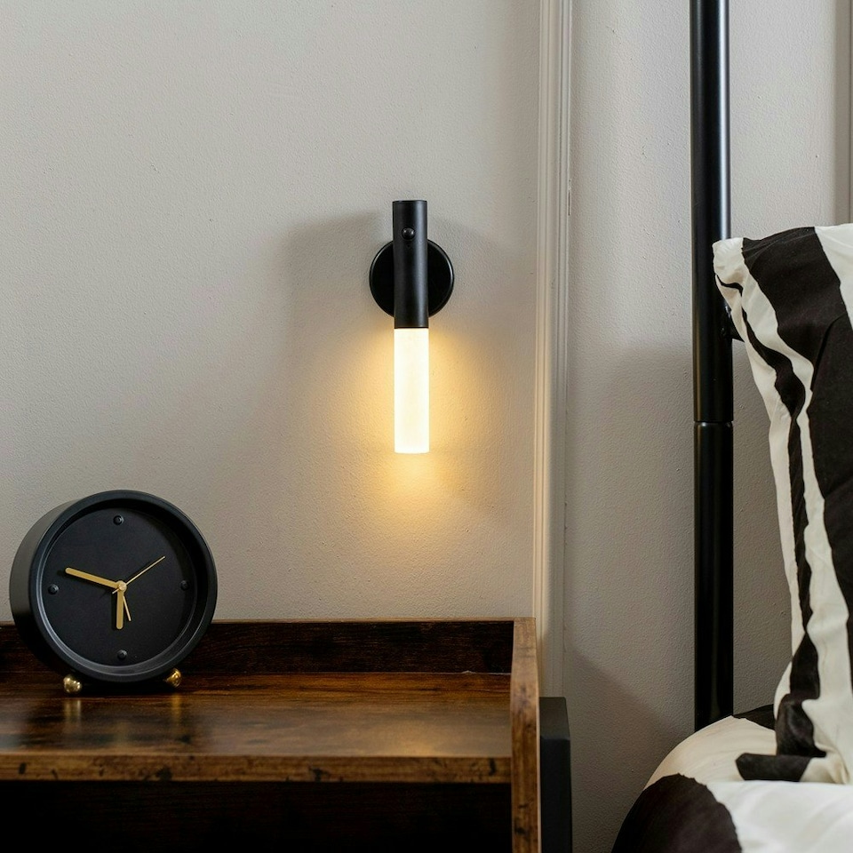 image 1 of ValueLights Oakley Pair of - Black Magnetic Wall Lights with Motion Sensor and USB Rechargeable
