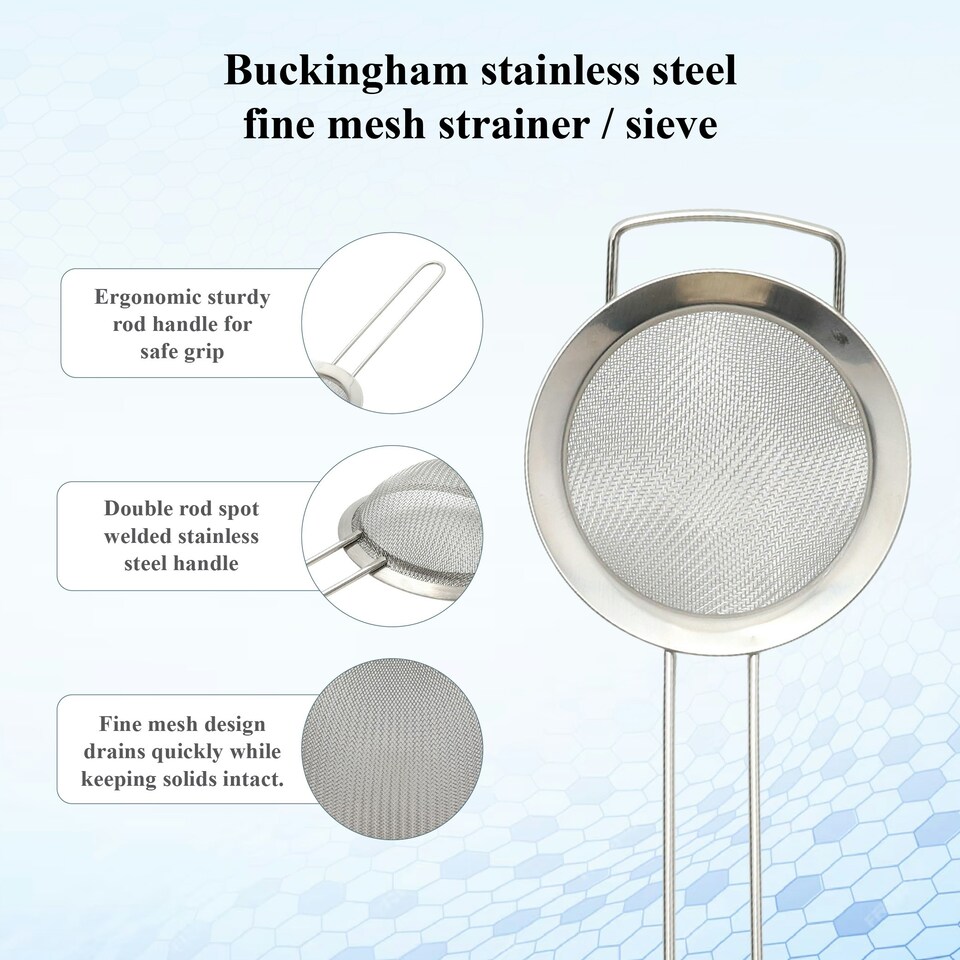 image 1 of Buckingham Stainless Steel Fine Mesh Sieve Strainer 8 cm