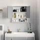 image 3 of kleankin Mirror Cabinet Wall Mounted with Double Mirrored Doors, Hanging Cabinet with Cupboard and Shelf, Bathroom Wall Storage Organiser, Grey