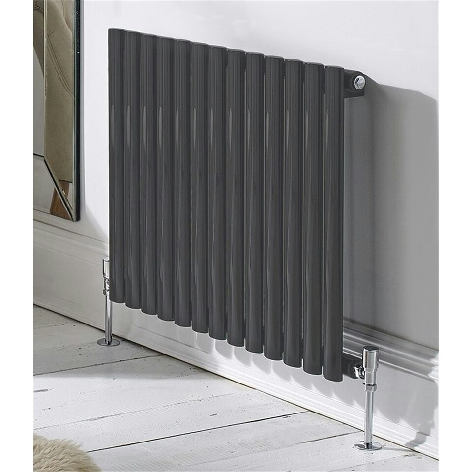 image 1 of 600mm (H) x 780mm (W) - Anthracite Horizontal Radiator (Paris) - DOUBLE Panel - (0.6m x 0.78m) - Depth 79mm
