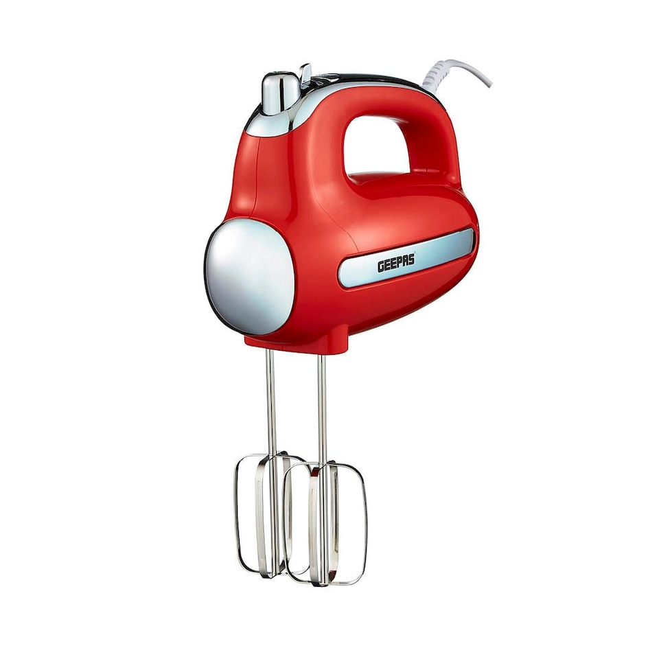 image 1 of GEEPAS Electric Hand Mixer 5 Speeds & Turbo Electric Whisk, Retrovive Red