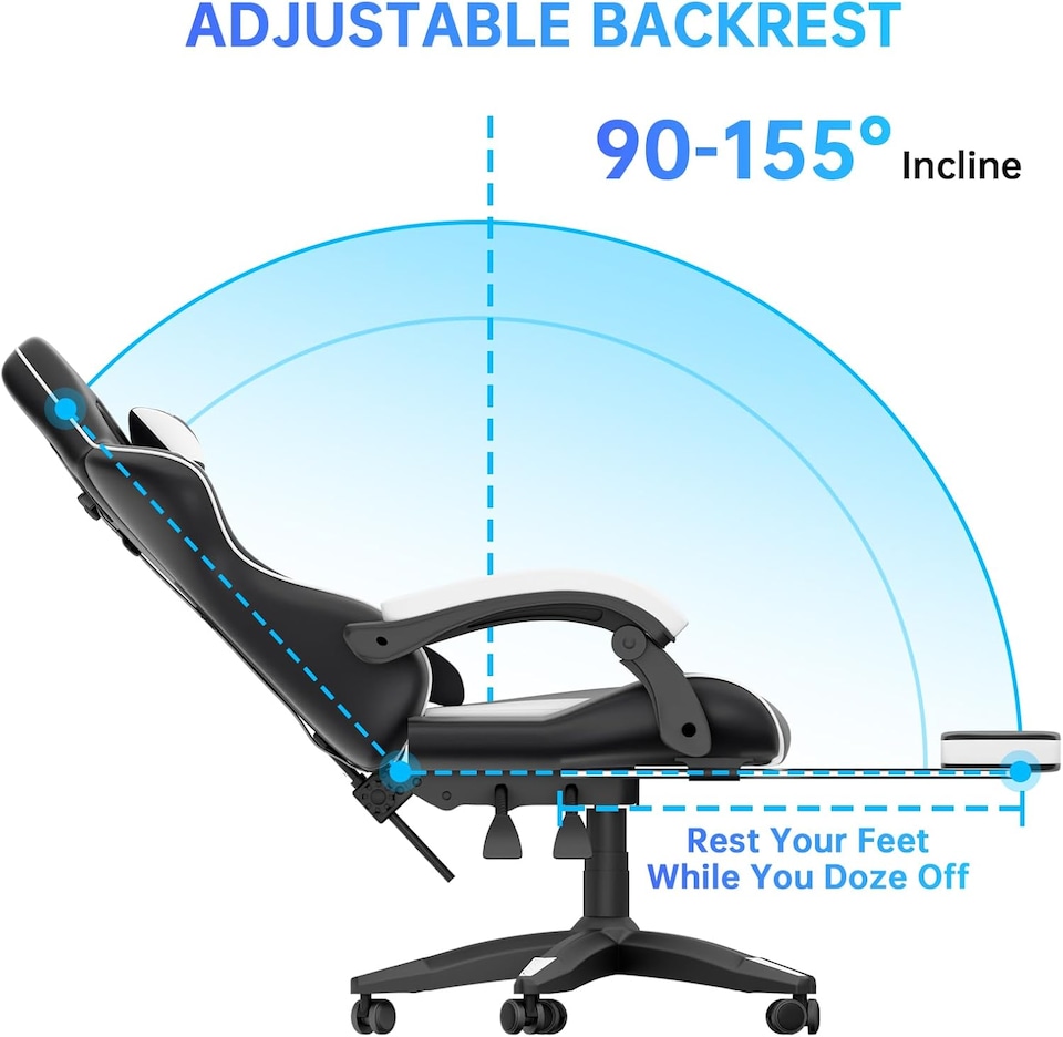 image 1 of Rattantree Ergonomic Gaming Chair with Footrest & Lumbar Cushion