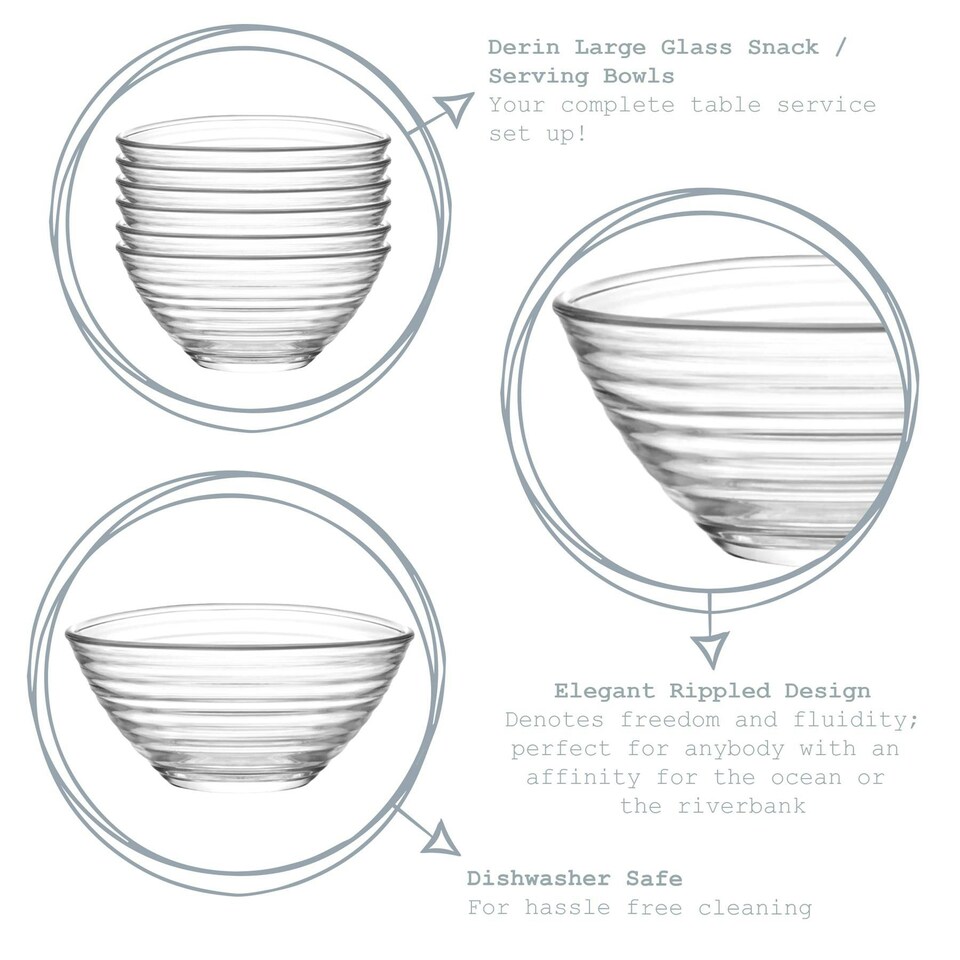 image 1 of LAV Derin Glass Serving Bowls - 12cm - Clear - Pack of 6 Clear