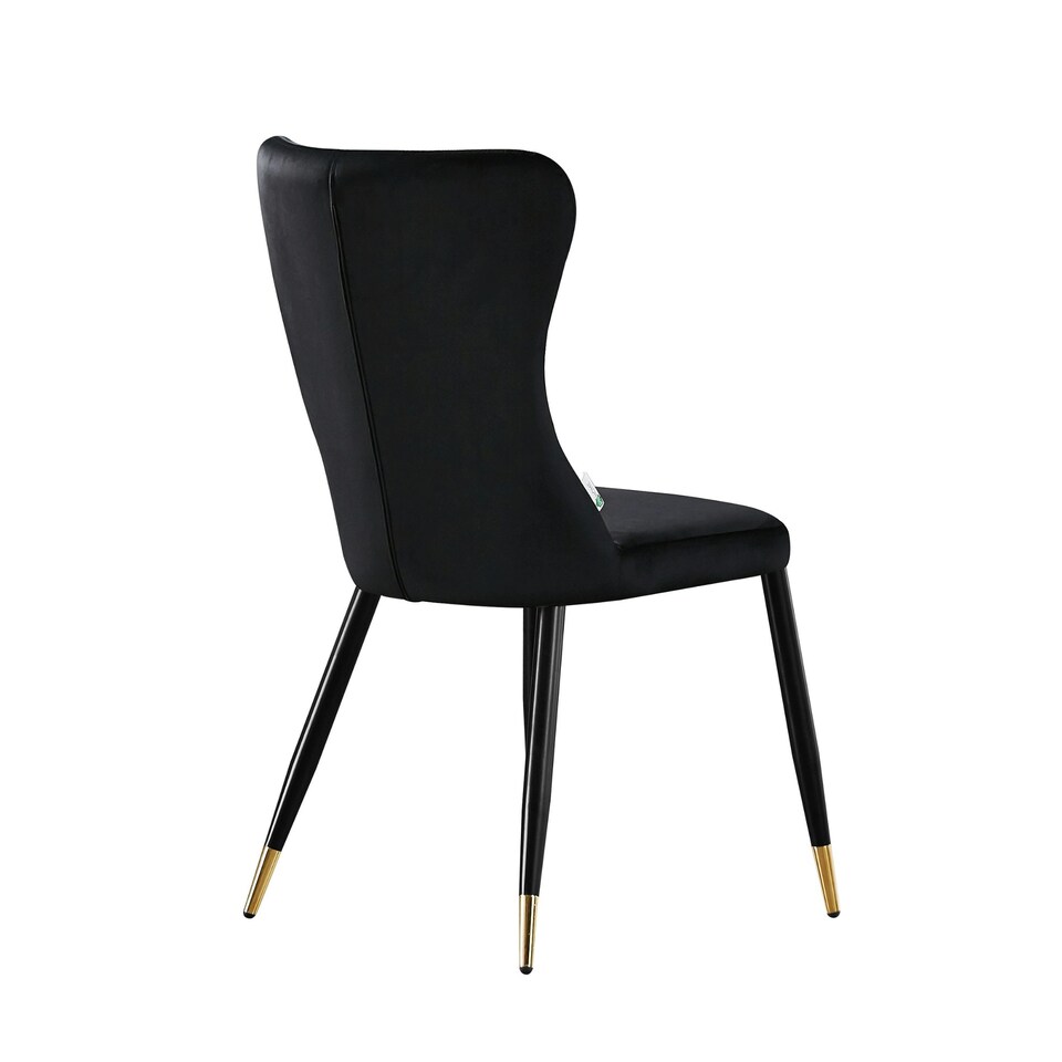 image 1 of Single New York Modern Velvet Dining Chair with High Back, Black Metal Legs Black | Gold End Tips