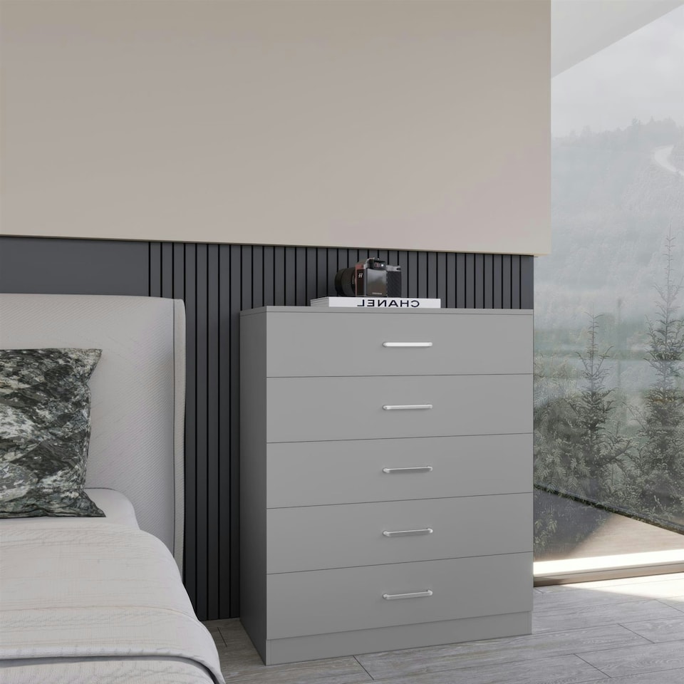 image 1 of Dakota 5 Drawer Chest Grey | Light Grey