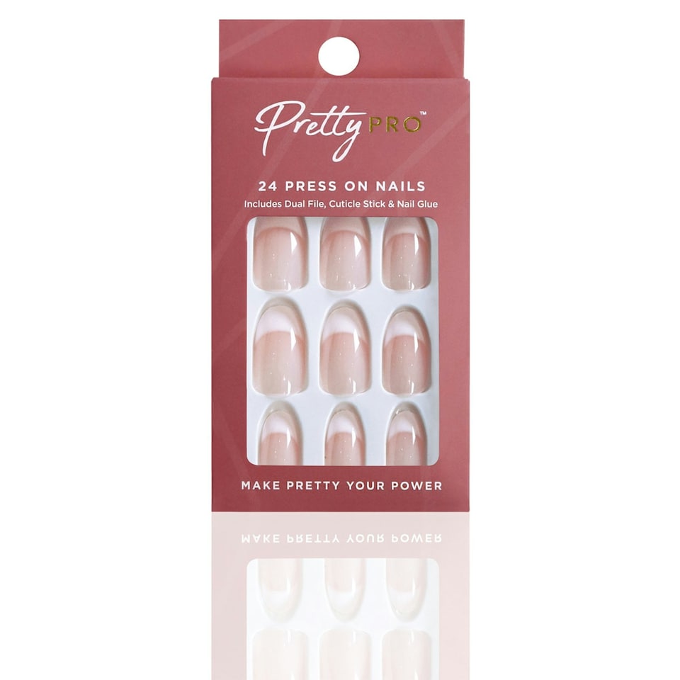 Pretty Pro Reusable Press On Nails Hey Frenchie 24pcs
