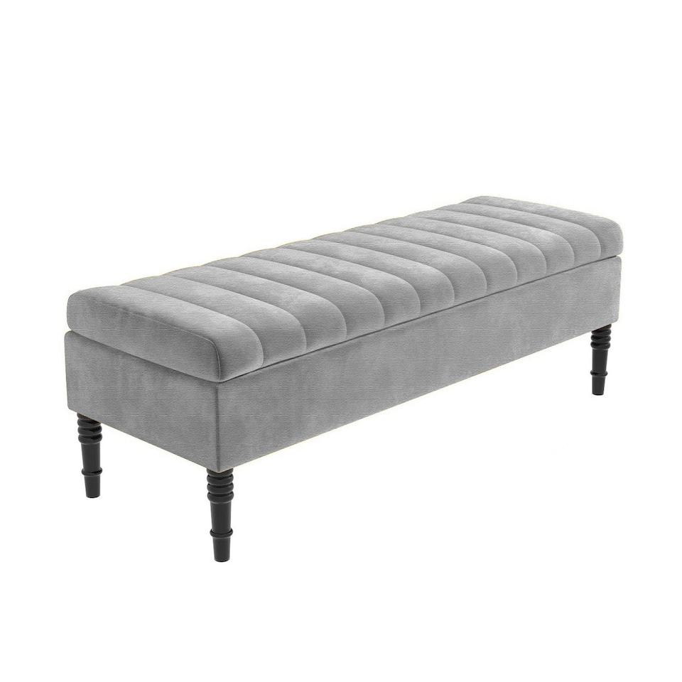 image 1 of Safar 137cm Ottoman Storage Bench - Naples Shoe Bench - Grey Lined Upholstery Storage Footstool