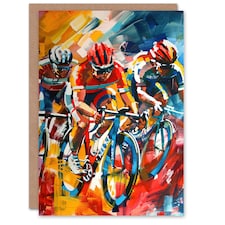 Cyclists Racing Colourful Sport Man Him Birthday Card
