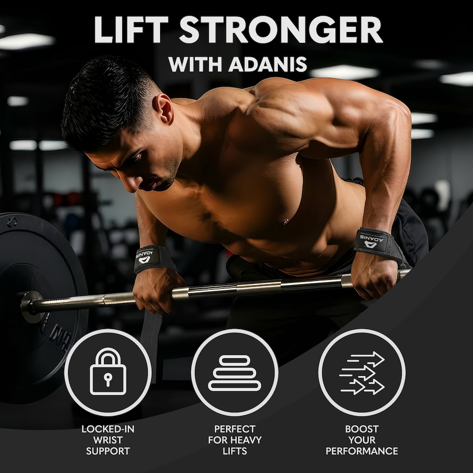 image 1 of Adanis Weight Lifting Straps for Gym and Heavy Lifts