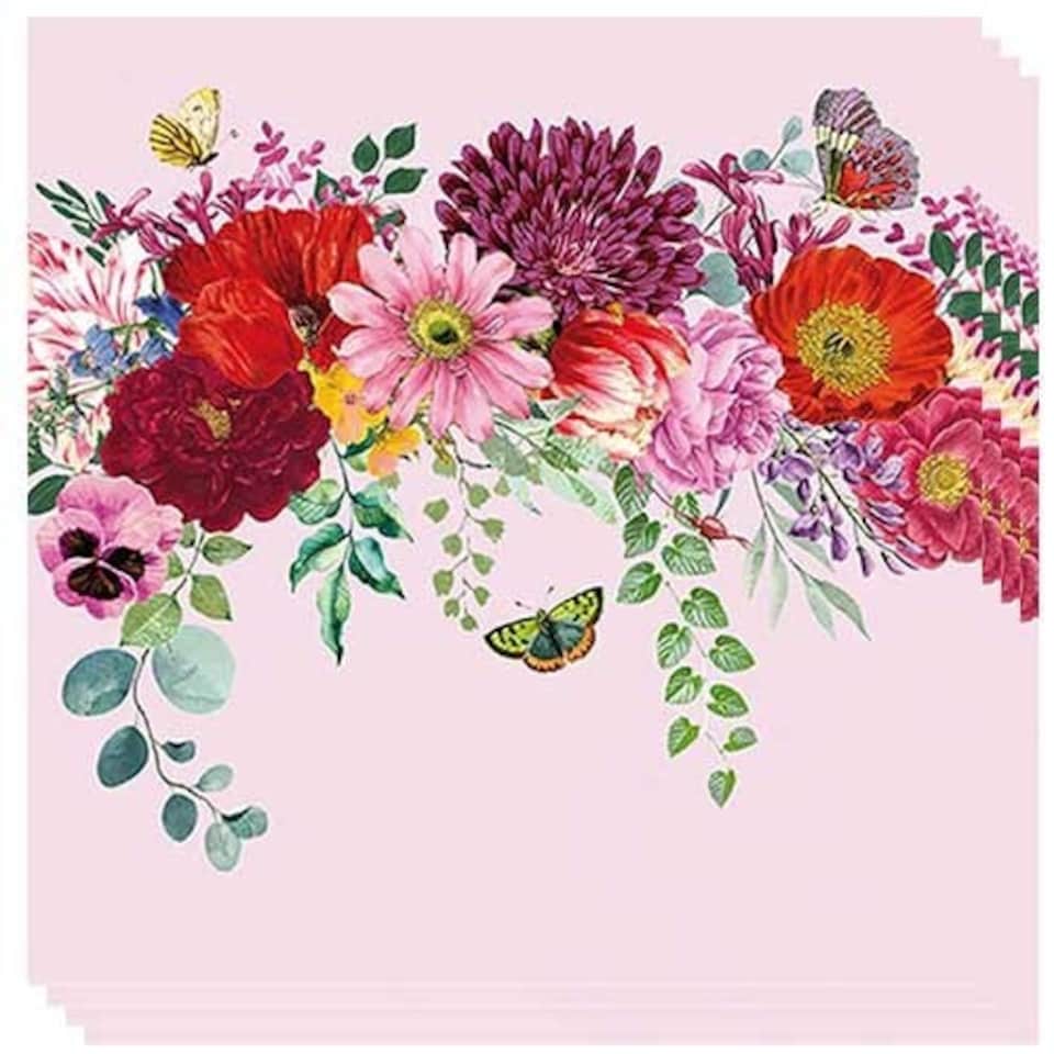 Lilac Flower Border Premium Decoupage Luncheon Napkins 3 Ply 33cm - Pack of 20