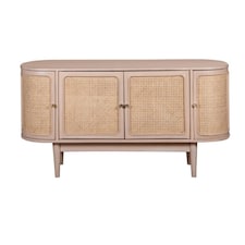 Valencia 4 Doors Sideboard - Cane & Mango Wood - L45 x W140 x H75 cm Pink
