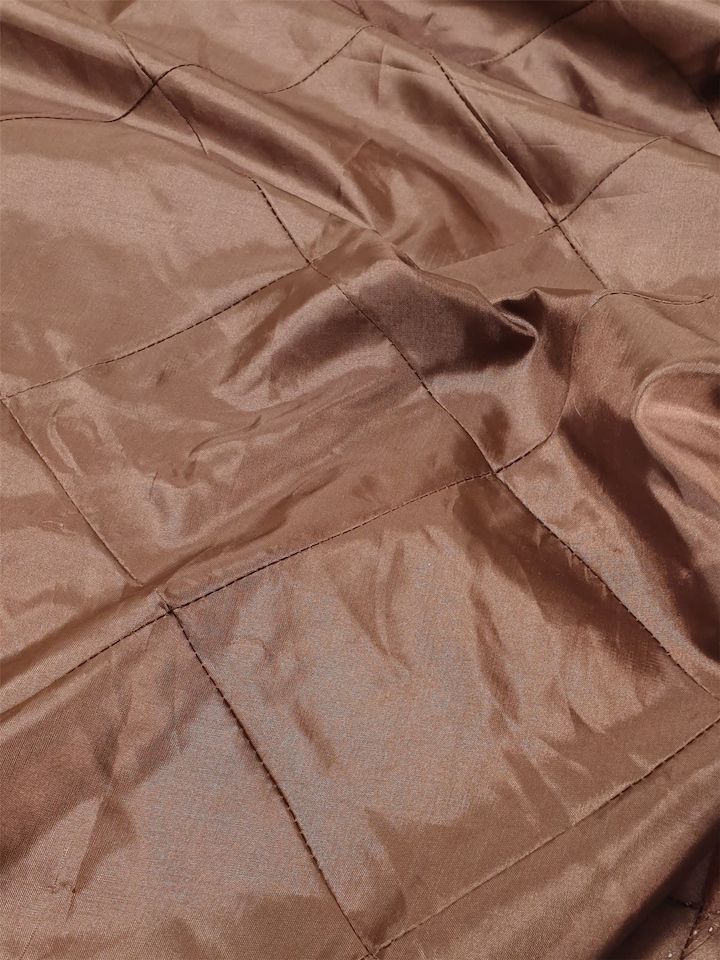 Brown Embroidered Taffeta Fabric for Dressmaking, 140cm / 55" Wide - per metre