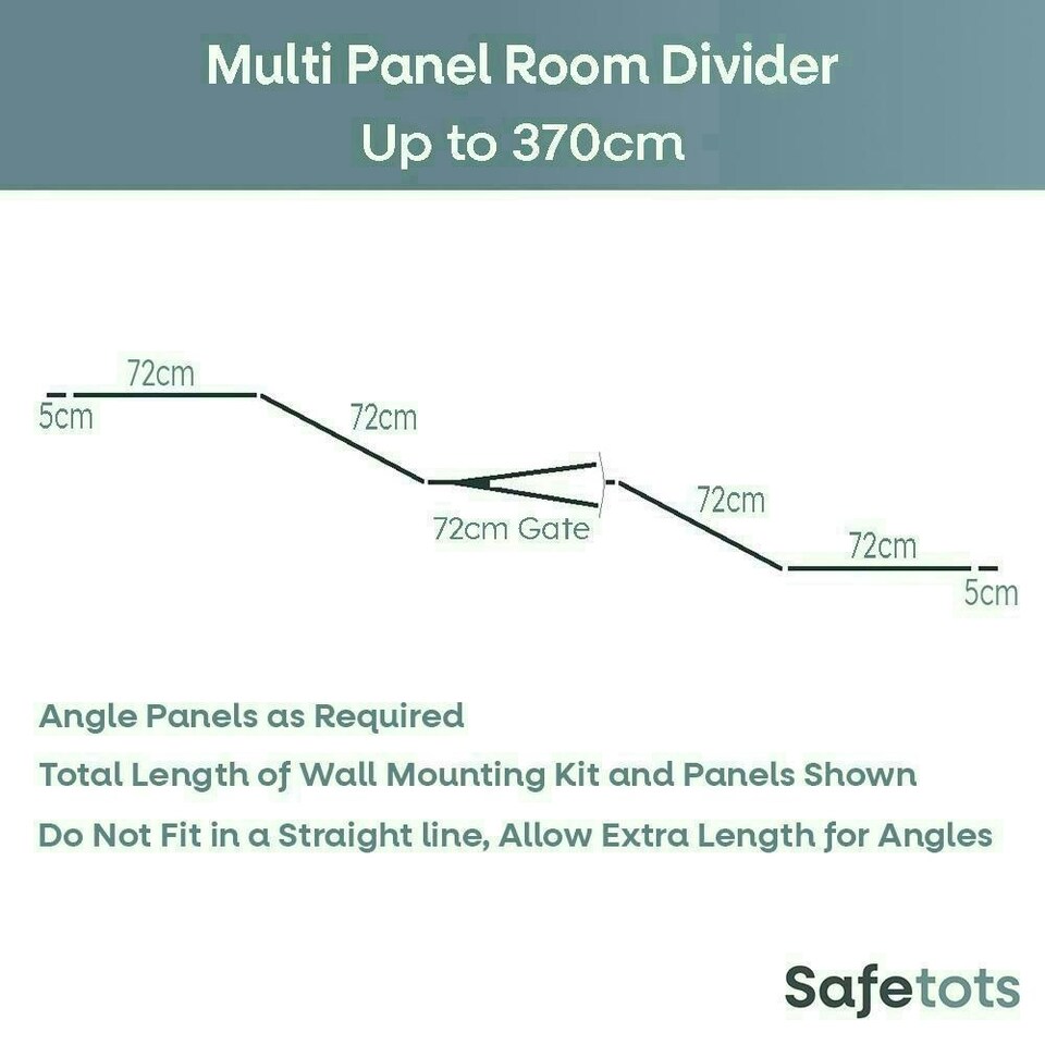 image 1 of Safetots Premium Multi Panel Room Divider, up to 370cm Wide, Grey, 70cm Tall, Multi Panel Flexible Room Barrier, Room Divider with Door for Baby Grey