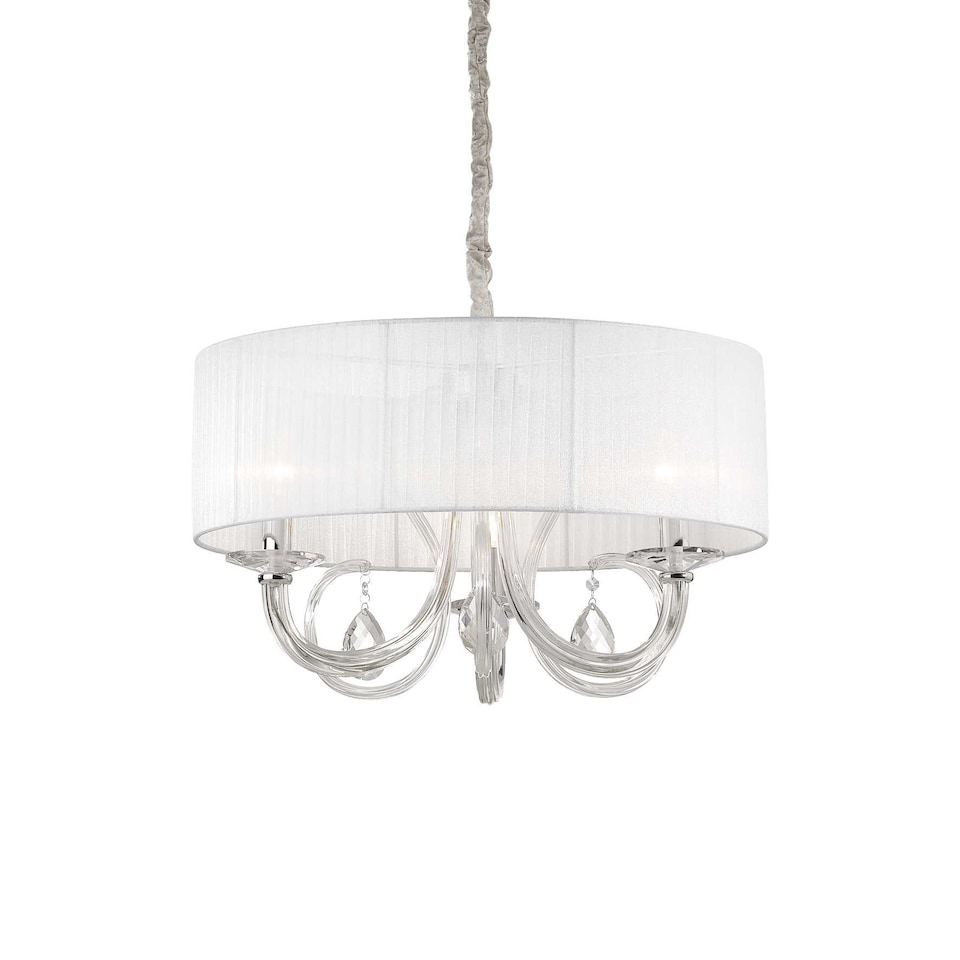 image 1 of Swan 3 Light Multi Arm Ceiling Pendant Chrome, Glass Three, E14