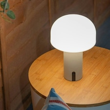 ValueLights Calhoun Dimmable Powder Coated Cream Table Lamp with White Shade and SMD LED Integrated LED .8W Warm White 3000K Bulb