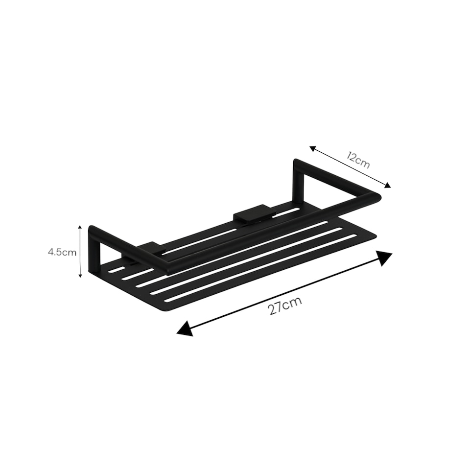 image 1 of Showerdrape Verso Stainless Steel Black Rectangular Shower Basket | Black | Black | 1