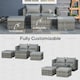 image 8 of Outsunny 5 Pcs Rattan Garden Furniture Set Single Sofa Stool Coffee Table Grey