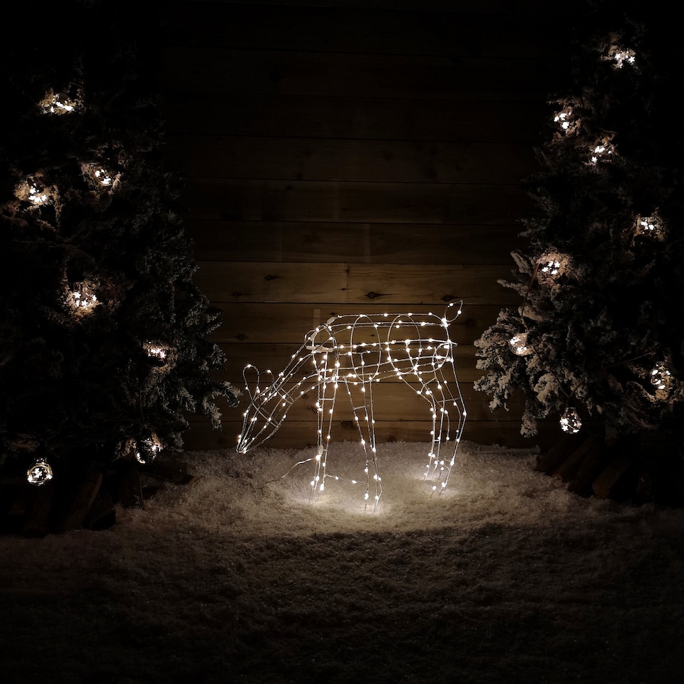 image 1 of 63cm Outdoor Twinkling LED Grazing Reindeer Christmas Decoration in Warm White
