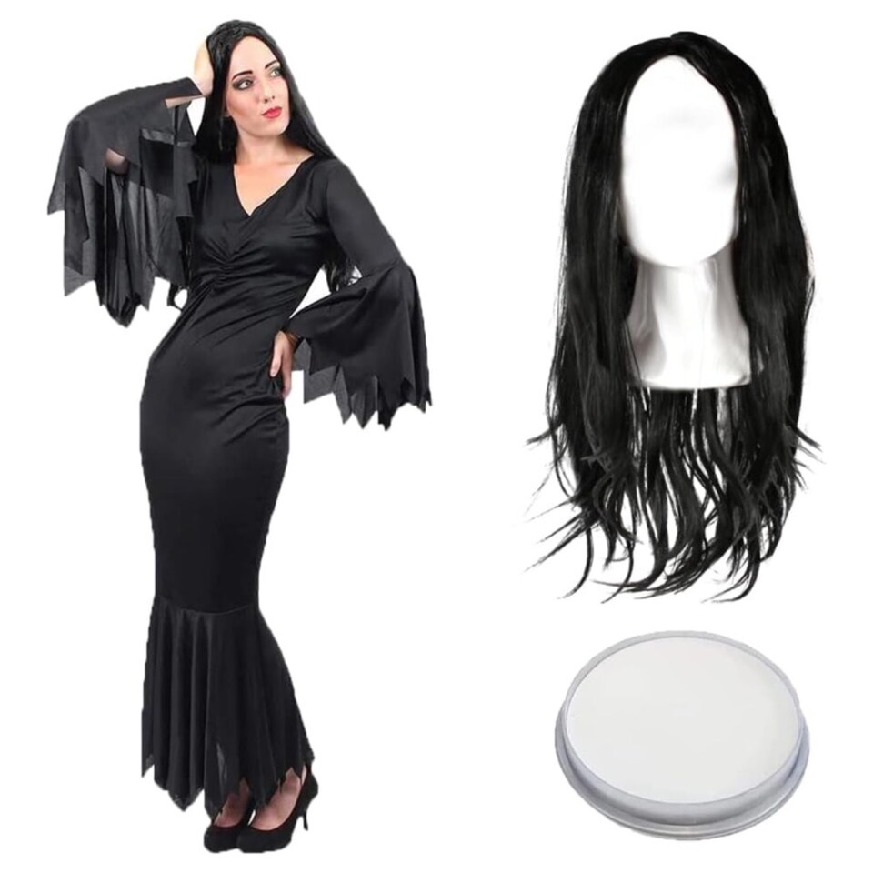 image 1 of Gothic Mother Costume - Dress, Wig & Face Paint | Black | L