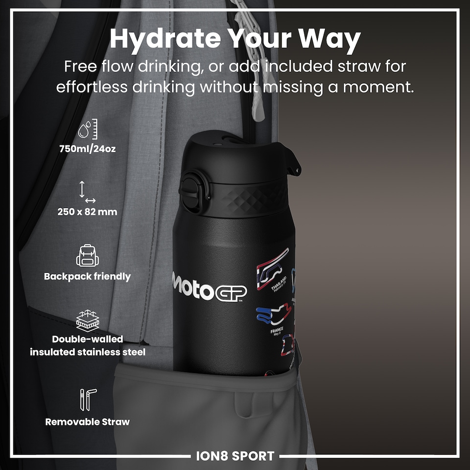 image 1 of MotoGP x Sports Leak Proof Water Bottle, Vacuum Insulated, 750ml (24oz) | Black | MGP Mix | One Size
