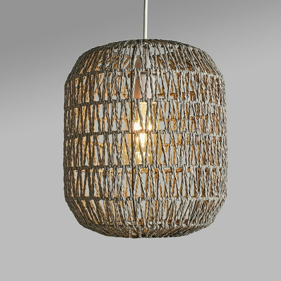 image 1 of ValueLights Modern Woven Rope Grey Pendant Ceiling Light Shade