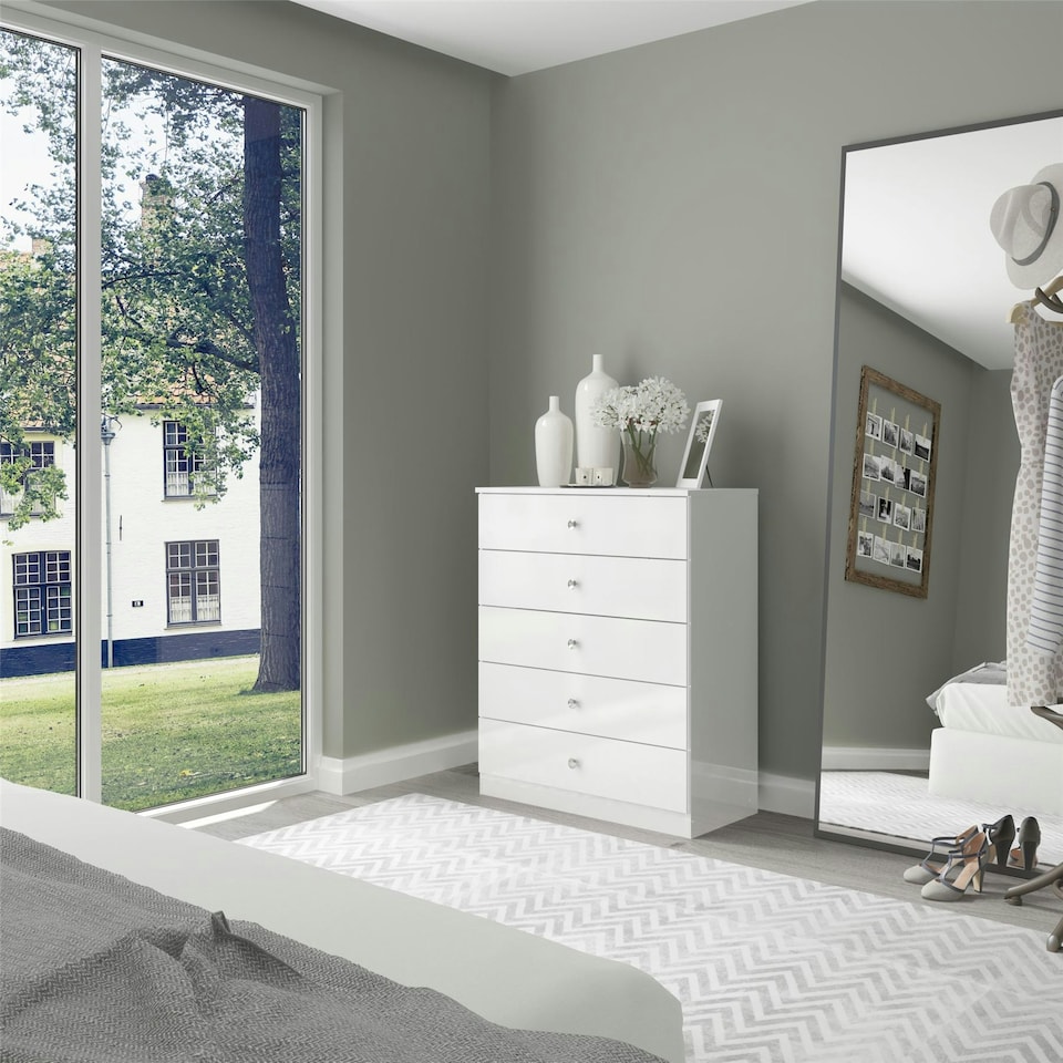image 1 of Denver 5 Drawer Chest White