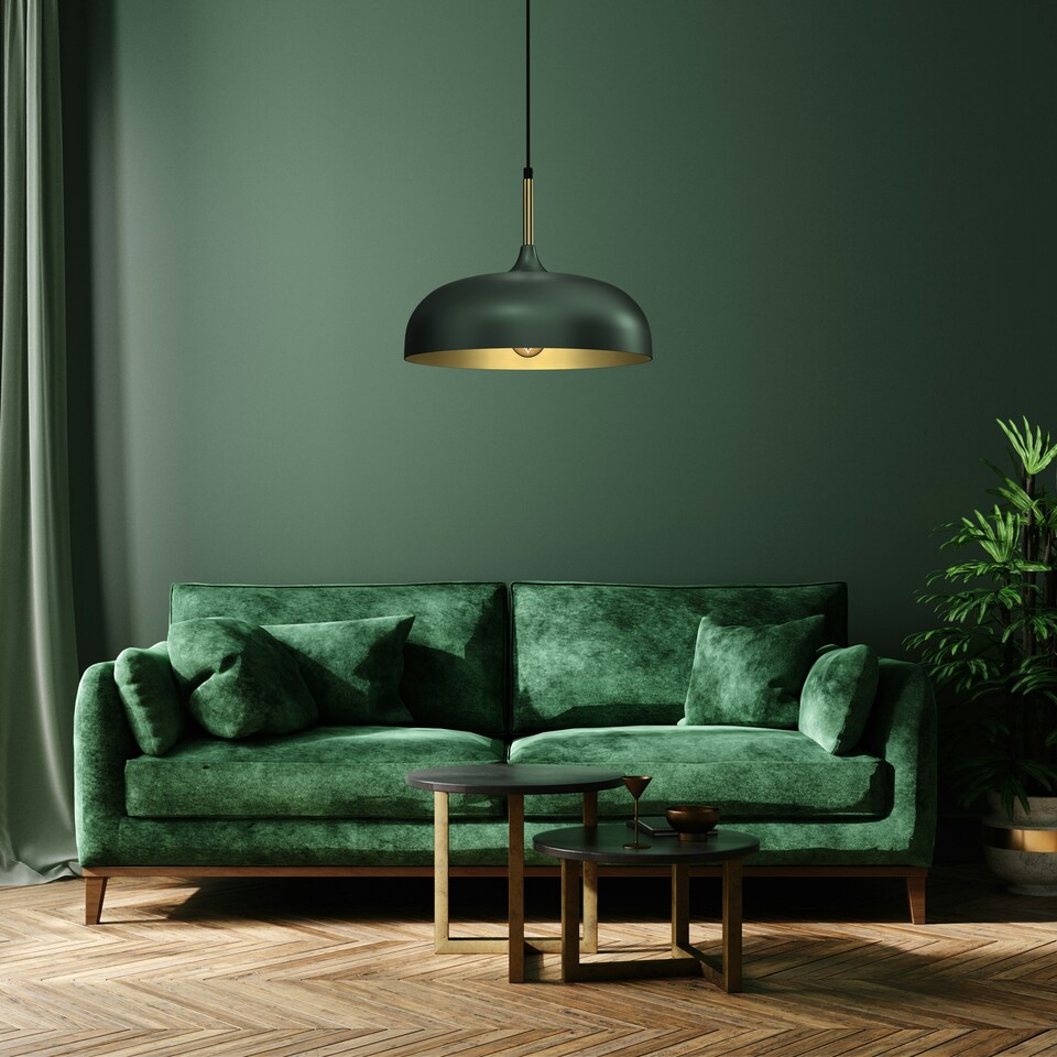 image 1 of Milagro Pendant Lamp Lincoln Green/Gold 1XE27 35cm