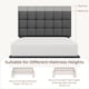 image 6 of Yaheetech 3ft Single Upholstered Bed Frame with Square Tufted Headboard-Light Grey