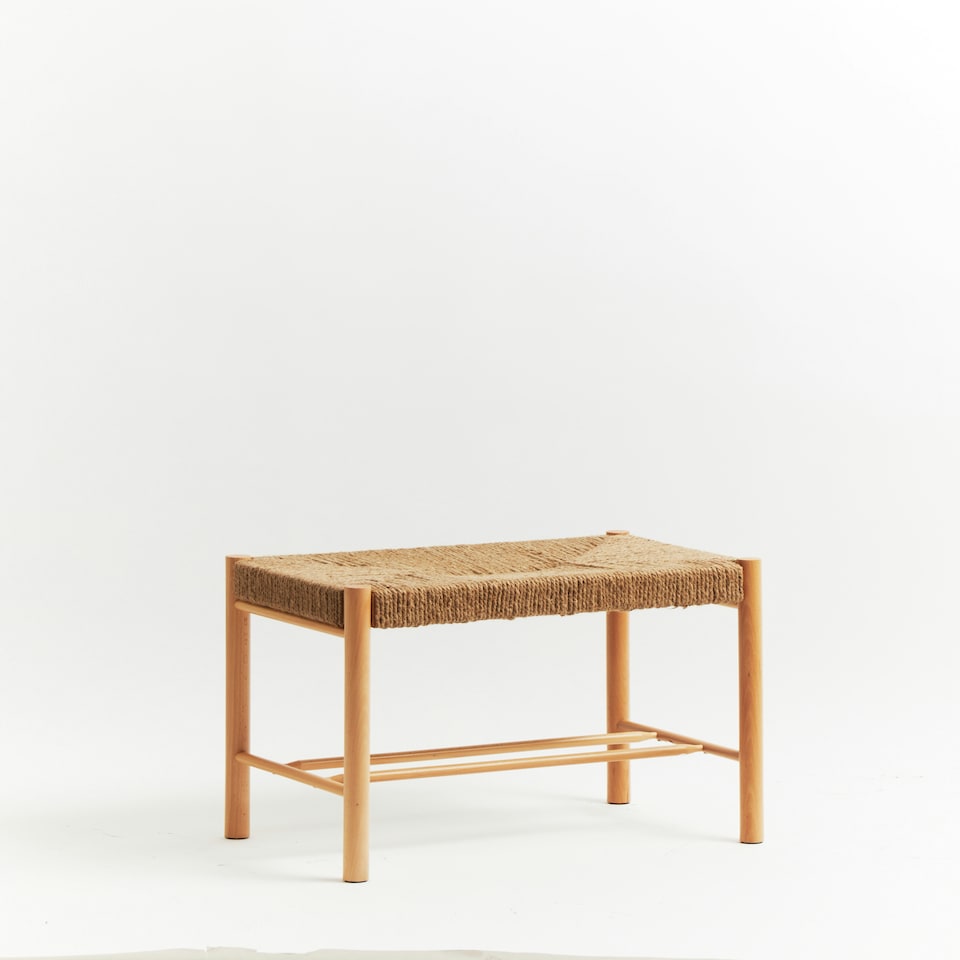 image 1 of Bandar Natural Rope Weave Small Bench Cream
