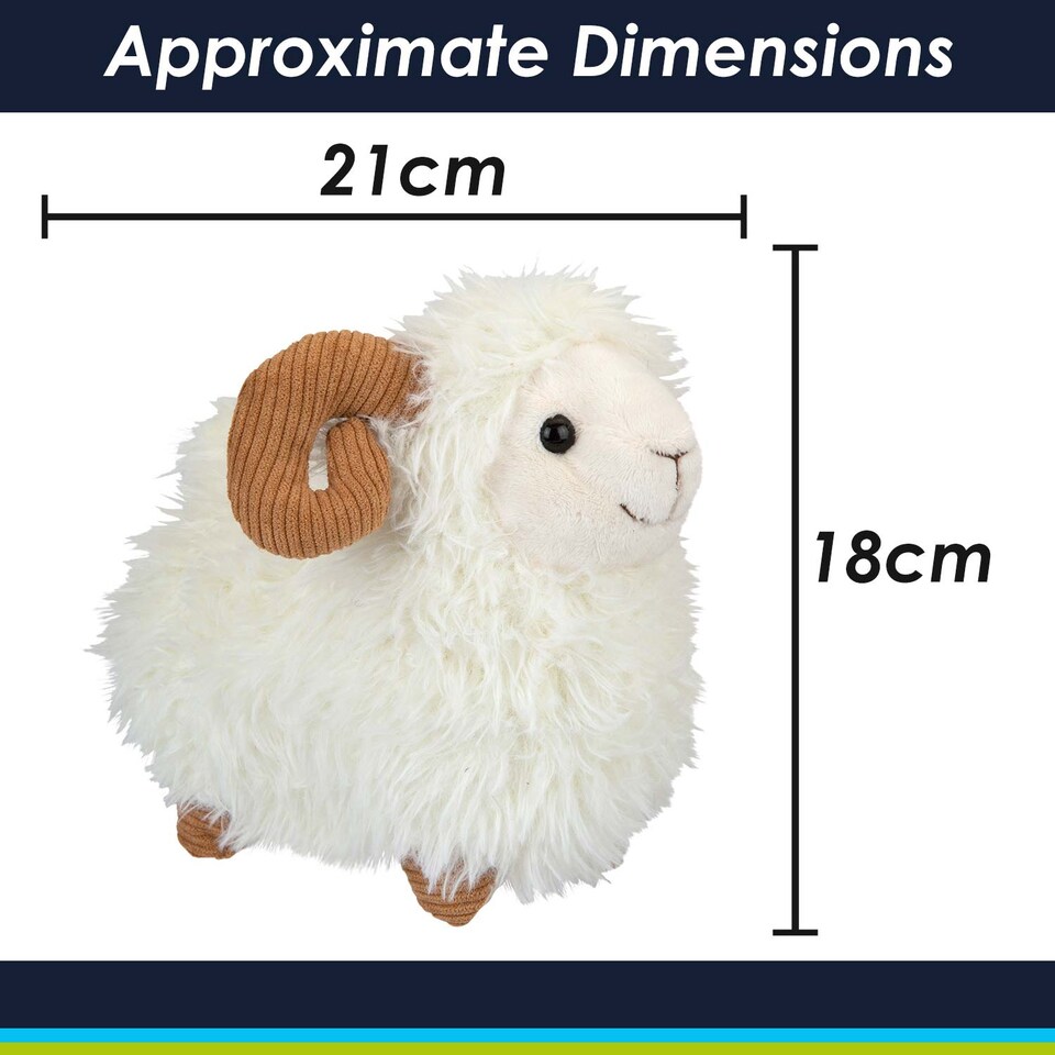 image 1 of vfm-estore Sheep With Horns Soft Plush Toy - Huggable White Farm Animal Stuffed Toy